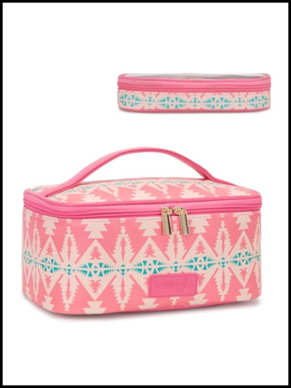 2pc Travel Makeup Bag Set Cosmetic Brush Holder Faux Leather